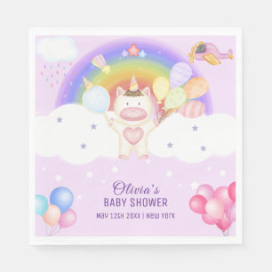 Servilleta De Papel Globo Pastel Unicornio Rainbow Baby Shower