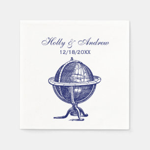 Servilleta De Papel Globo terráqueo vintage litografía Dibujo Marina