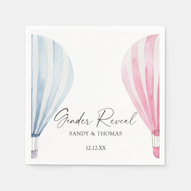 Servilleta De Papel Globos aerostáticos de acuarela para revelación de (Anverso)