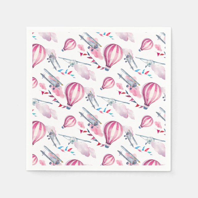 Servilleta De Papel Globos aerostáticos y biplanos (Anverso)