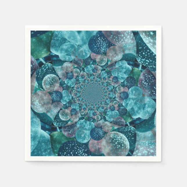 Servilleta De Papel Globos Antiguo Antiguo Turquesa Verde azulado Arte (Anverso)