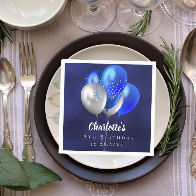 Servilleta De Papel Globos azul marino de cumpleaños (Subido por el creador)