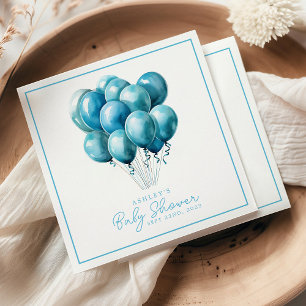 Servilleta De Papel Globos Azules Acuarela Niño Baby Shower 