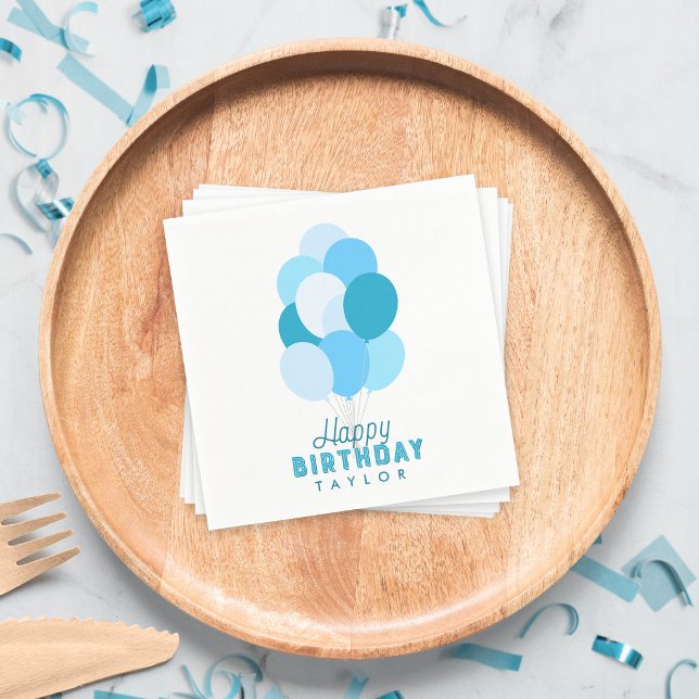 Servilleta De Papel Globos Azules Feliz Cumpleaños (Subido por el creador)