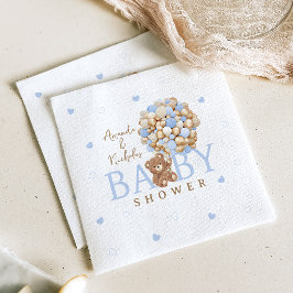 Servilleta De Papel Globos azules Teddy Bear Baby Shower
