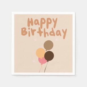 Servilleta De Papel Globos bohemios Feliz Cumpleaños