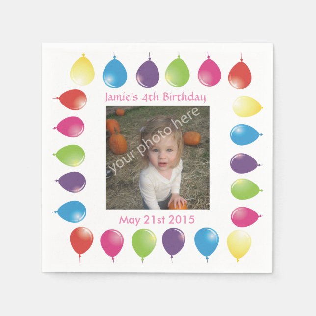 Servilleta De Papel globos brillantes servilletas de personalizable se (Anverso)