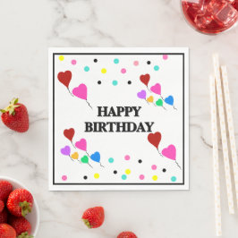 Servilleta De Papel Globos con Corazones de Cumpleaños Lunares