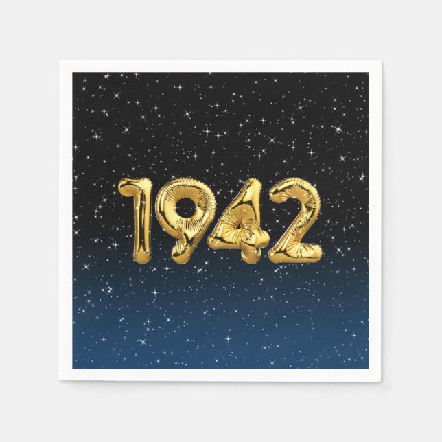 Servilleta De Papel Globos de Año de Nacimiento Gold 1942 con serville (Anverso)