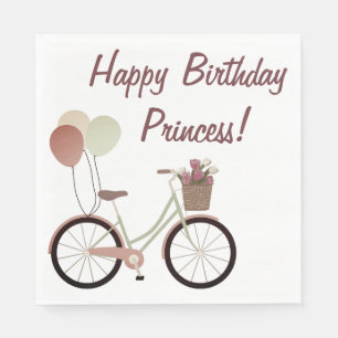 Servilleta De Papel Globos de ciclismo rosa blanco Girly Feliz cumplea