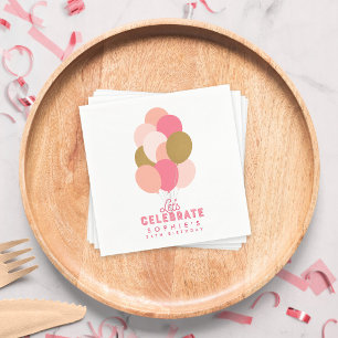 Servilleta De Papel Globos de color rosa sonrosado Vamos a celebrar cu