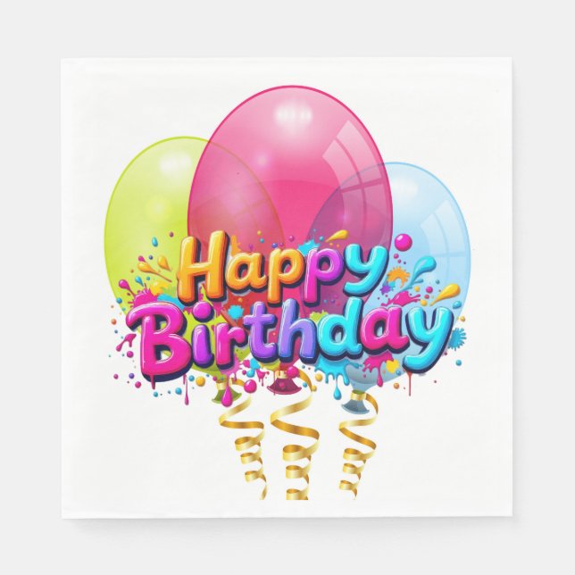 Servilleta De Papel Globos de Cumpleaños (Anverso)