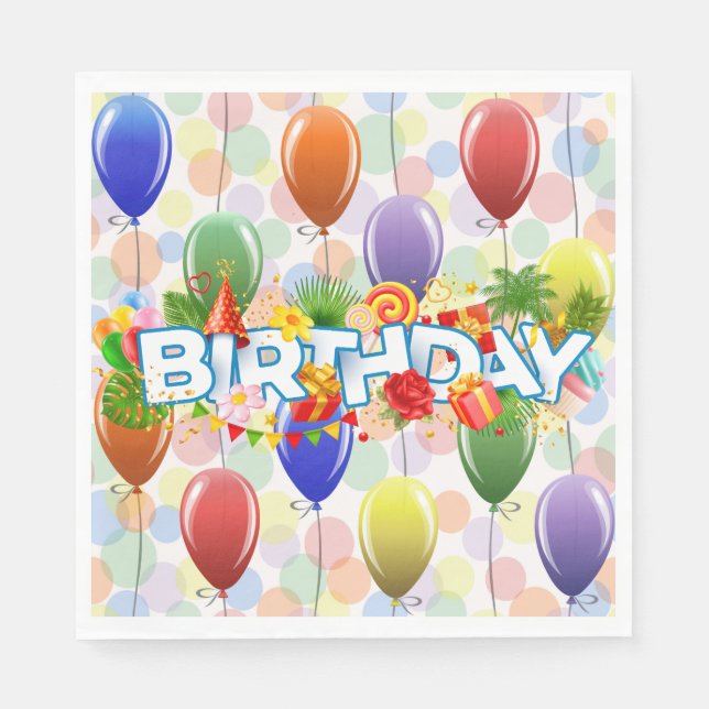 Servilleta De Papel Globos de Cumpleaños (Anverso)