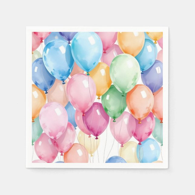 Servilleta De Papel Globos de cumpleaños (Anverso)