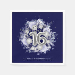 Servilleta De Papel Globos de cumpleaños 16 dulces de papel de plata a