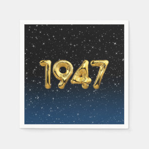 Servilleta De Papel Globos De Cumpleaños 1947 En Cuadros De Estrellas