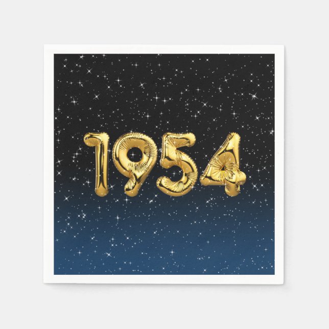 Servilleta De Papel Globos de Cumpleaños 1954 Servilletas de Estrellas (Anverso)