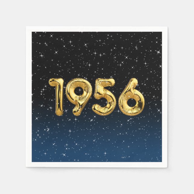 Servilleta De Papel Globos De Cumpleaños 1956 En Las Estrellas (Anverso)