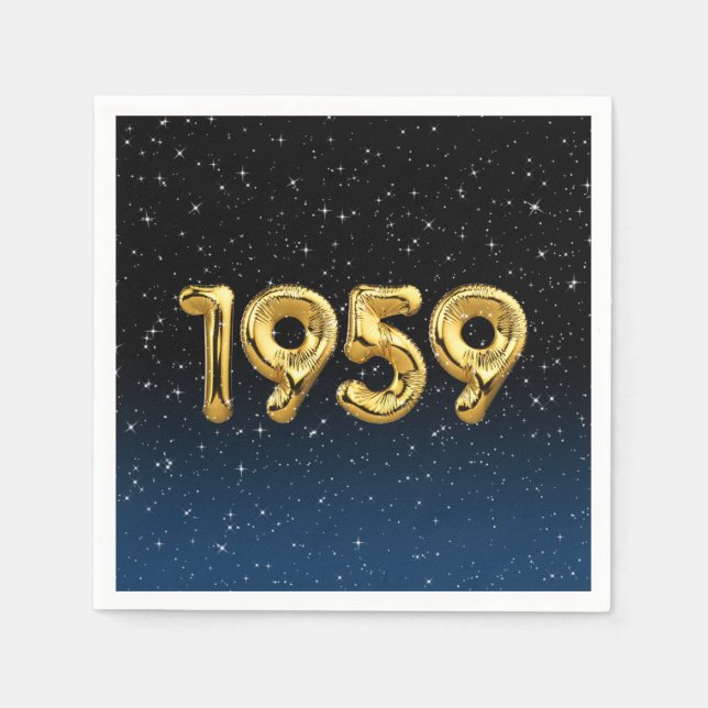Servilleta De Papel Globos De Cumpleaños 1959 En Las Estrellas (Anverso)