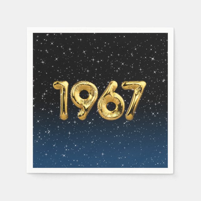 Servilleta De Papel Globos De Cumpleaños 1967 En Las Estrellas (Anverso)