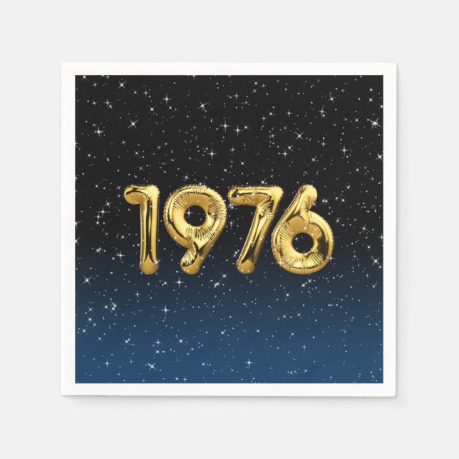 Servilleta De Papel Globos De Cumpleaños 1976 En Las Estrellas (Anverso)