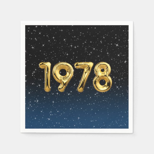 Servilleta De Papel Globos de cumpleaños 1978 en estrellas (Anverso)