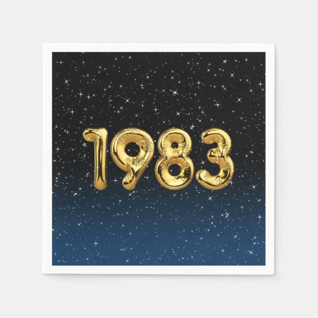 Servilleta De Papel Globos de Cumpleaños 1983 En Estrellas (Anverso)
