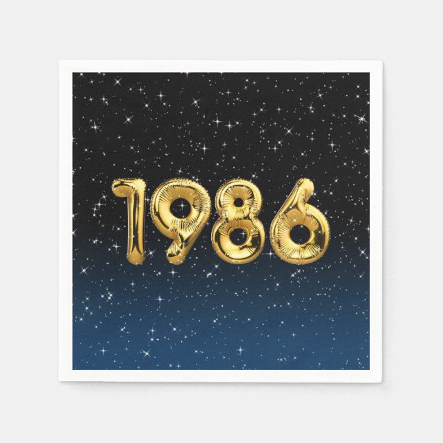 Servilleta De Papel Globos De Cumpleaños 1986 En Las Estrellas (Anverso)