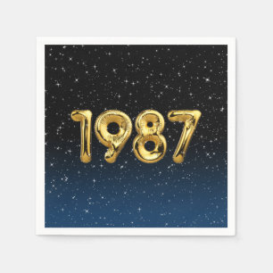 Servilleta De Papel Globos de cumpleaños 1987 en estrellas