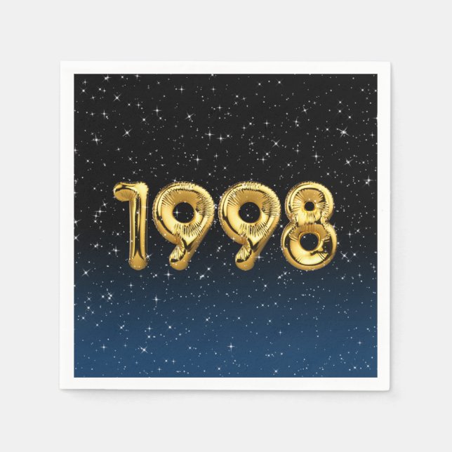 Servilleta De Papel Globos de cumpleaños 1998 en estrellas (Anverso)