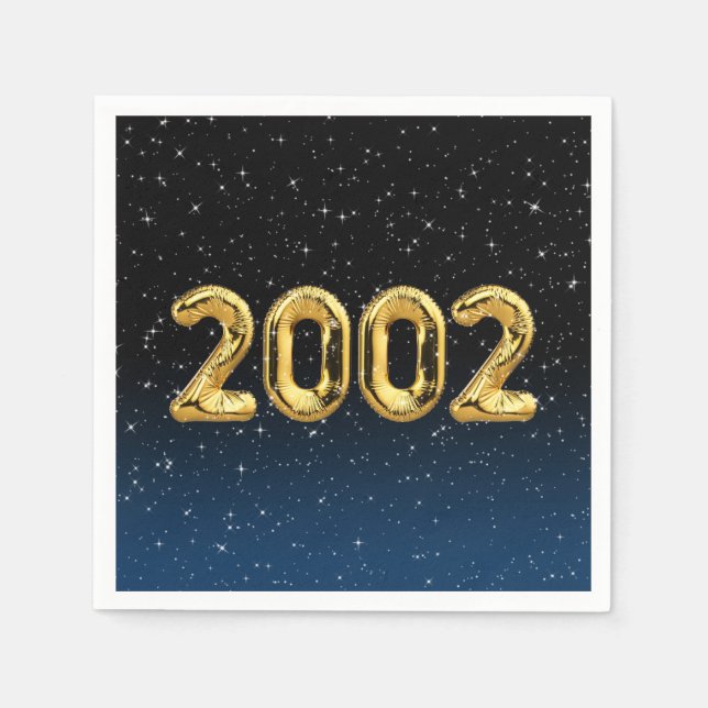 Servilleta De Papel Globos de cumpleaños 2002 en estrellas (Anverso)