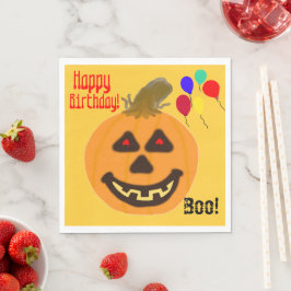 Servilleta De Papel Globos de cumpleaños de calabaza Naranja sonriente