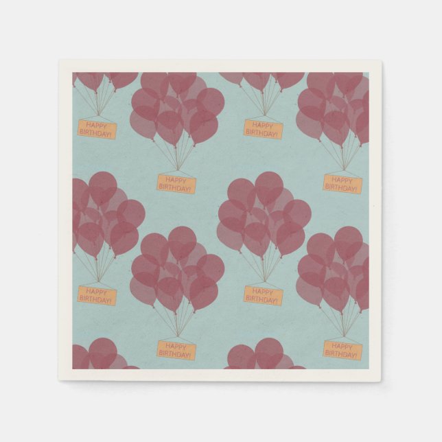 Servilleta De Papel Globos de cumpleaños felices (Anverso)