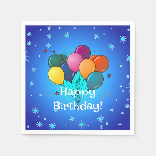 Servilleta De Papel Globos de cumpleaños felices (Anverso)