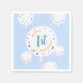 Servilleta De Papel Globos de cumpleaños Napkin azul personalizable
