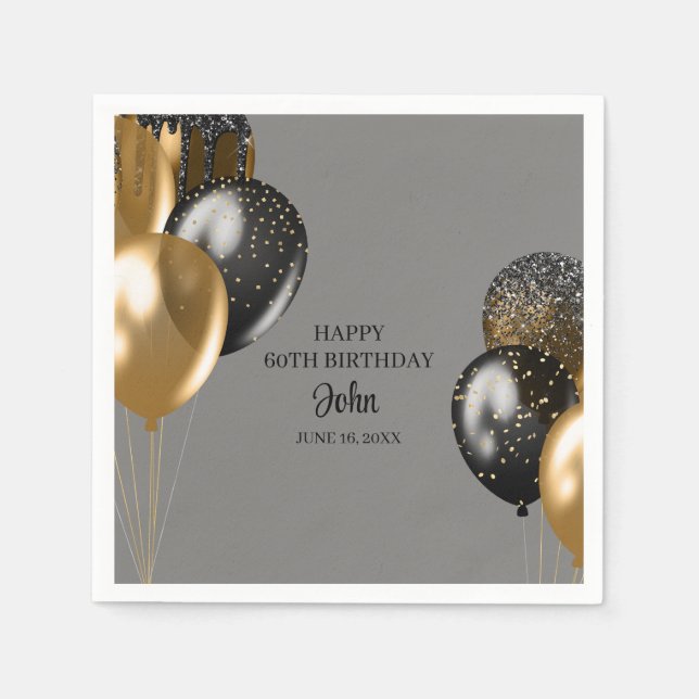 Servilleta De Papel Globos de cumpleaños para hombres  (Anverso)