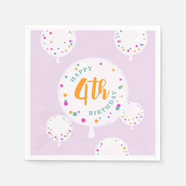 Servilleta De Papel Globos de cumpleaños servilletas lilac personaliza (Anverso)