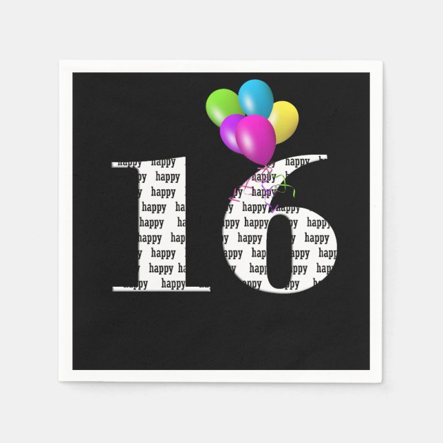 Servilleta De Papel Globos de fiesta de 16 años (Anverso)