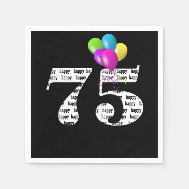 Servilleta De Papel globos de fiesta de 75 años (Anverso)