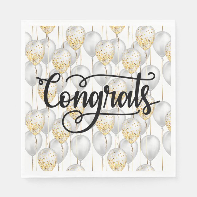 Servilleta De Papel Globos de fiesta de felicitaciones (Anverso)