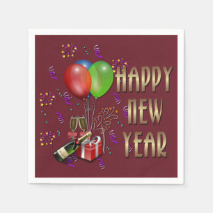 Servilleta De Papel Globos de la Feliz Año Nuevo y servilletas de