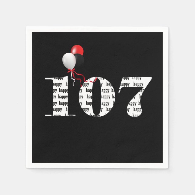 Servilleta De Papel Globos de la fiesta de cumpleaños 107 (Anverso)