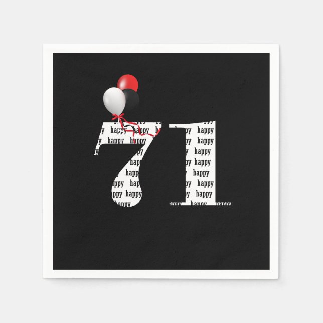 Servilleta De Papel Globos de la fiesta de cumpleaños 71 (Anverso)