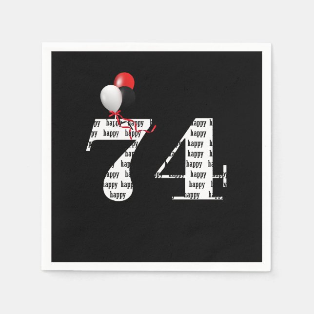 Servilleta De Papel Globos de la fiesta de cumpleaños 74 (Anverso)