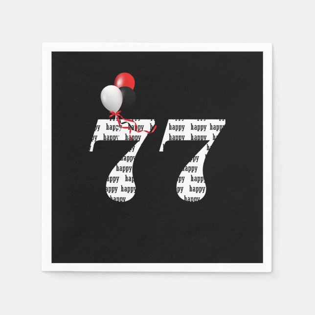 Servilleta De Papel Globos de la fiesta de cumpleaños 77 (Anverso)