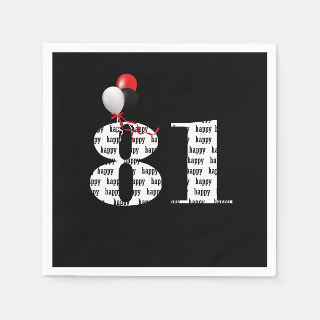 Servilleta De Papel Globos de la fiesta de cumpleaños 81 (Anverso)