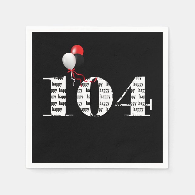 Servilleta De Papel Globos de la fiesta de cumpleaños número 104 (Anverso)