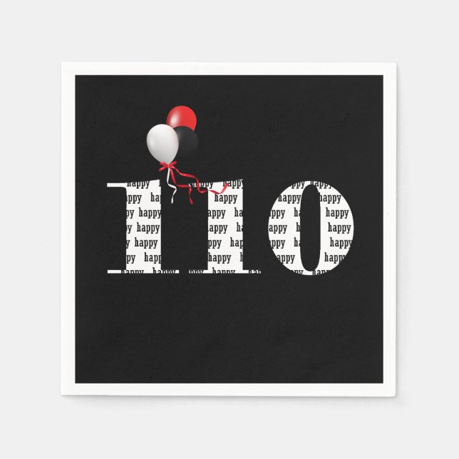 Servilleta De Papel Globos de la fiesta de cumpleaños número 110 (Anverso)