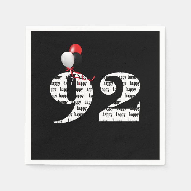 Servilleta De Papel Globos de la fiesta de cumpleaños número 92 (Anverso)