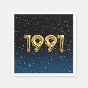 Servilleta De Papel Globos De Oro De Año De Nacimiento De 1991 En Estr